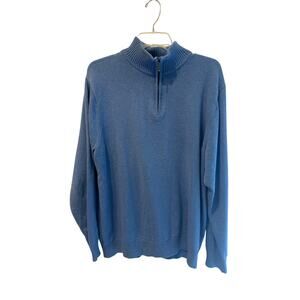Men’s L.L.Bean Cashmere Blend Quarter Zip Blue Sweater. Size XL